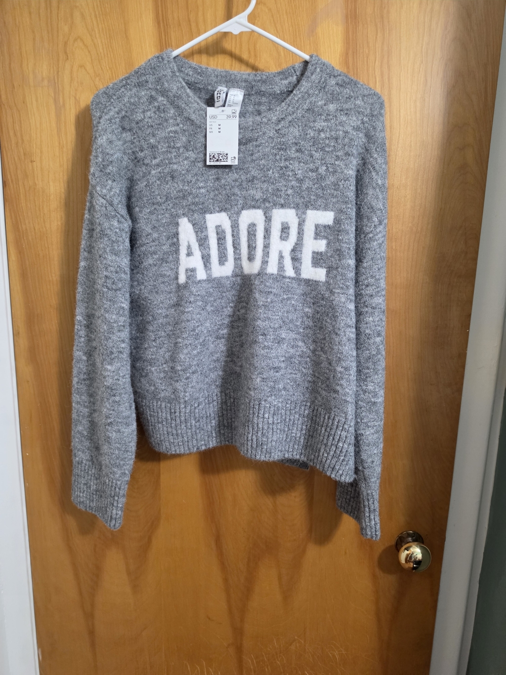H&M Grey 'ADORE' Crewneck Sweater